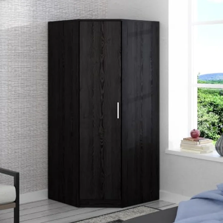 Forte Panama Eck-Kleiderschrank 80, moderner Drehtürenschrank, 1-türig, Stauraumlösung, Holzwerkstoff, Cabezone Eiche Holzdekor, 80,4 cm breit x 181 cm hoch x 80,4 cm tief – Bild 1