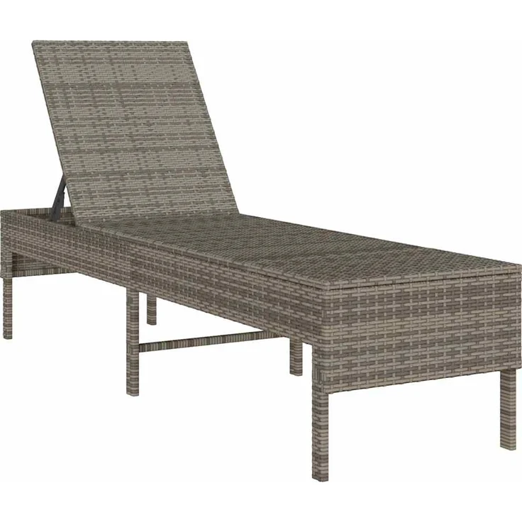 vidaXL Sonnenliege mit Auflage Grau 55x200x44 cm Poly Rattan 4104106 – Bild 3