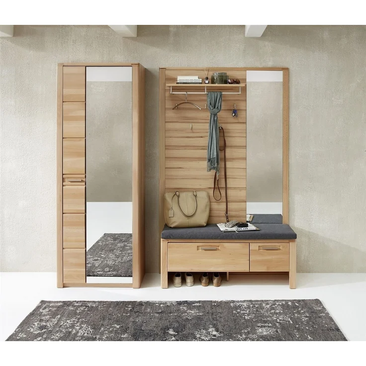 Schuhbank >Nature One< inkl. Kissen, 1 Klappe, FSC Kernbuche teilmassiv - 120x48x40cm (B/H/T) – Bild 7