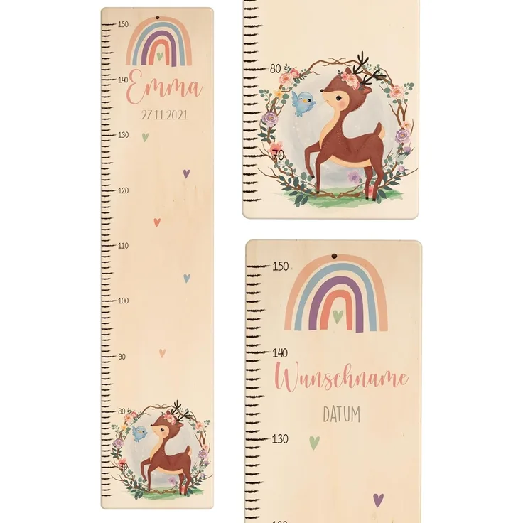 KIDSMOOD - Messlatte für Kinderzimmer Personalisiert, 70-140 cm - Messlatte Kinder Holz personalisiert Mit Namen für Baby- & Kleinkinderzimmer - Individuelles Geschenk für Kinder und Babys zum Geburt
