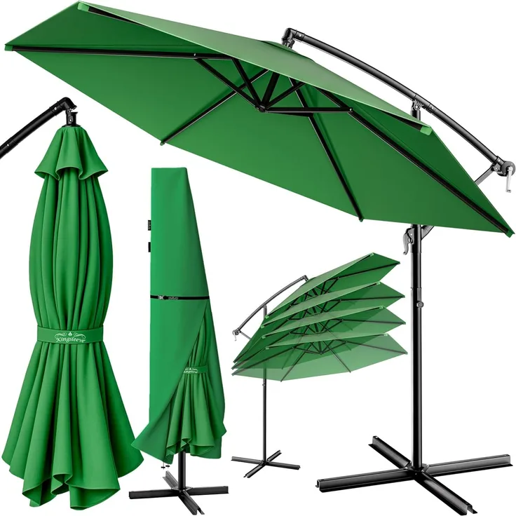 Kingsleeve Sonnenschirm Ø 330cm grün mit UV-Schutz 50+ wasserabweisend Ampelschirm