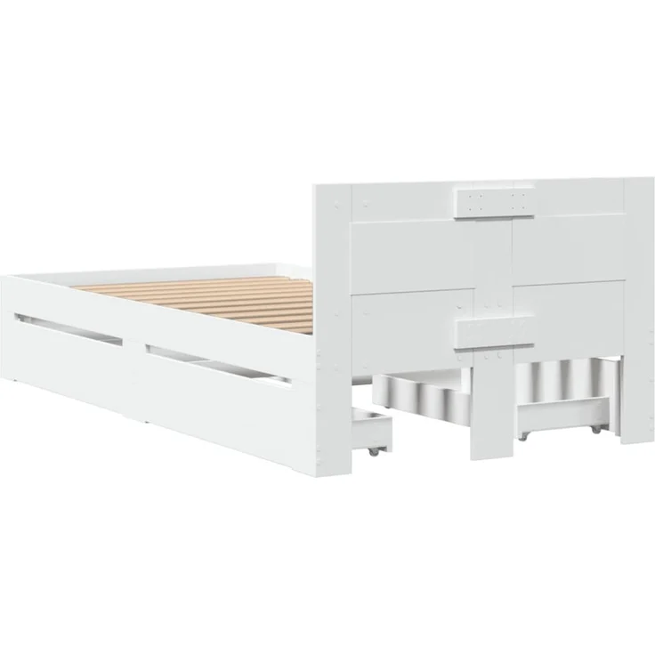 vidaXL Bettgestell mit Kopfteil ohne Matratze Weiß 90x200 cm 3295583 – Bild 7