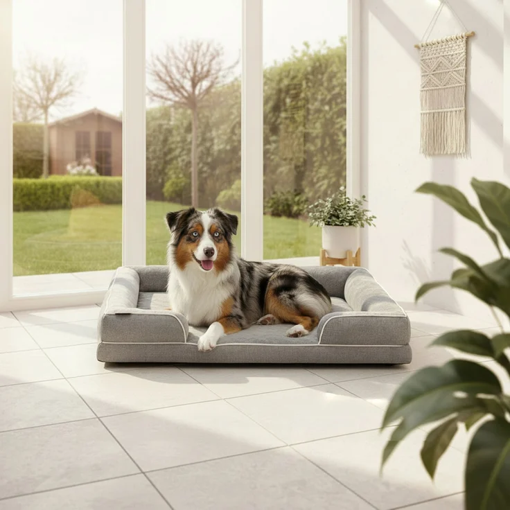 belviona Memoryfoam Hundebett orthopädisch, gelenkschonend & wasserabweisend mit abnehmbaren Bezug, 122x89x20 cm – Bild 2