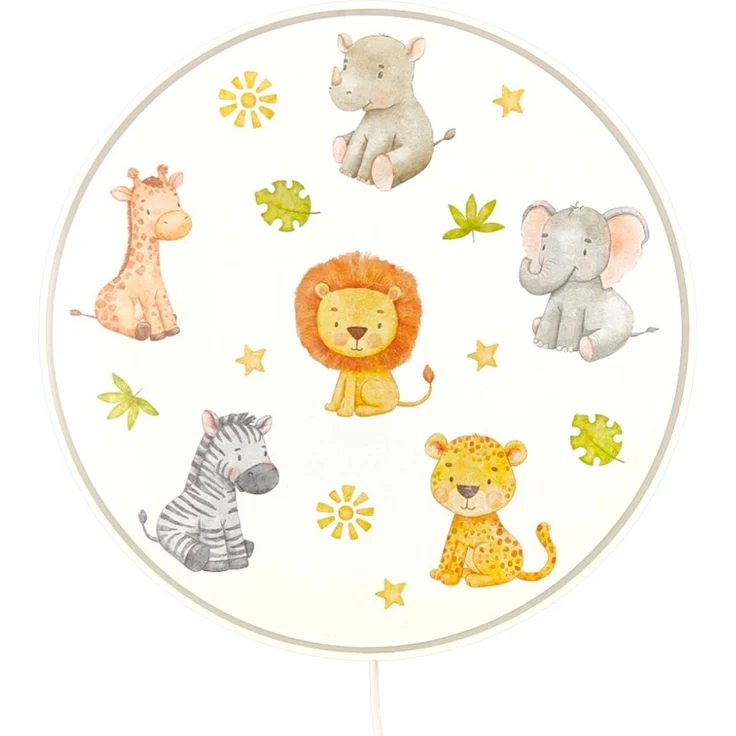 Kinderzimmer Wandlampe Safari Ø 25cm mit Schalter, Kabel, Stecker & E14 LED – Bild 2