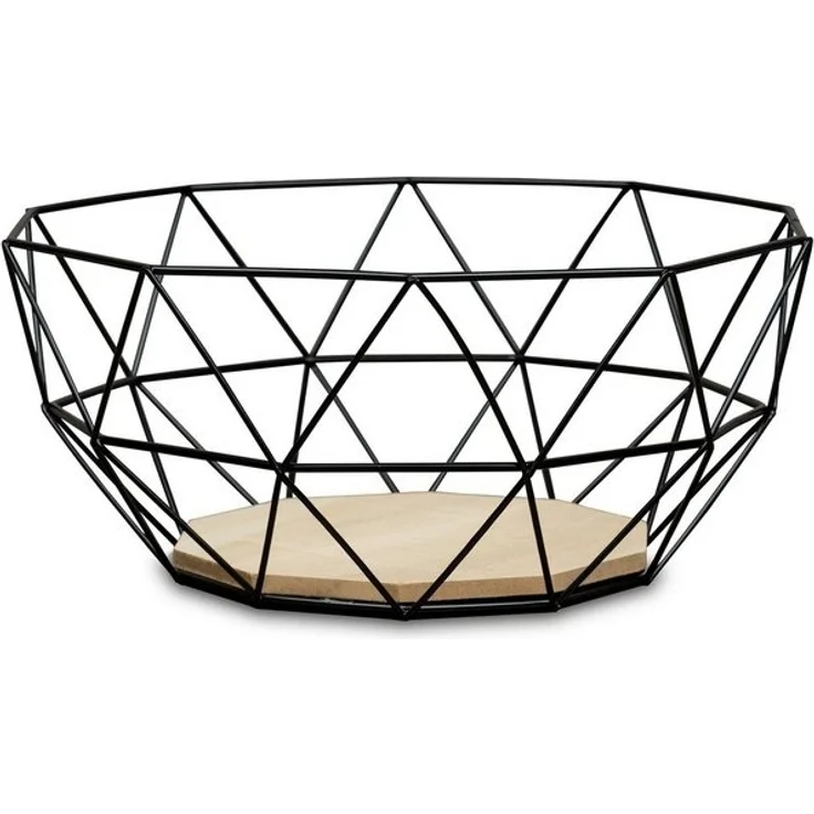 Levandeo® Dekoschale, Korb Metall Schwarz 26x12cm Modern Holz MDF Braun Schüssel Schale – Bild 4