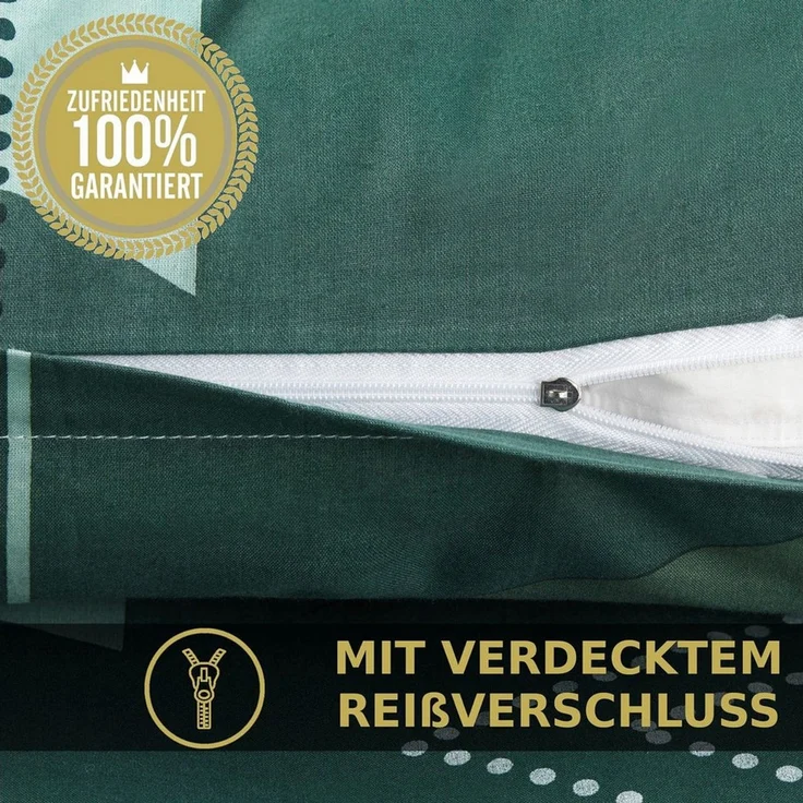Malika Bettwäsche 135x200 + 80x80 cm atmungsaktiver Baummwoll Renforce Bettbezug, Renforce Baumwolle, 2 teilig, Für Allergiker geeignet, pflegeleicht, angenehm weicher Stoff – Bild 4