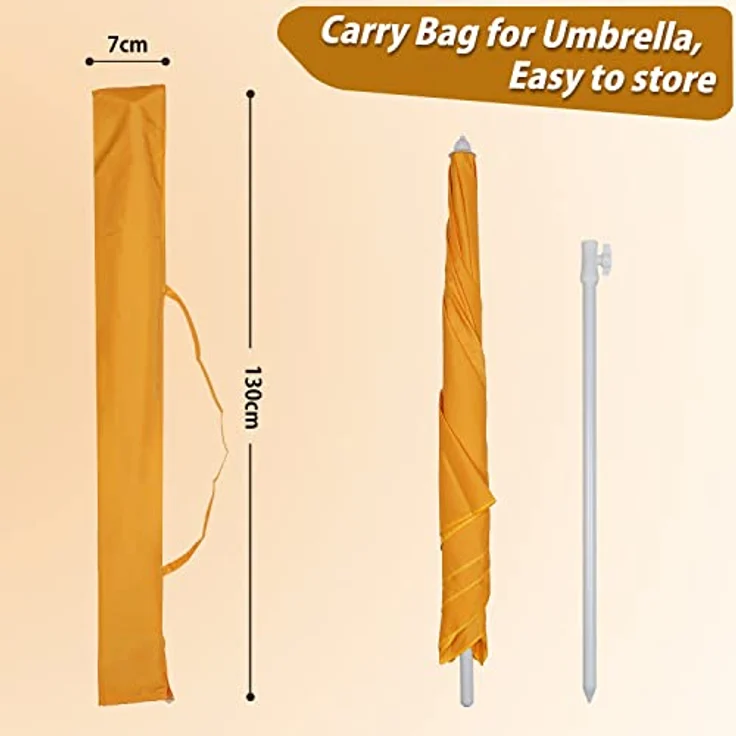 Sekey 180 × 125 cm Sonnenschirm mit Schutzhülle, Balkonschirm Gartenschirm Terrassenschirm, Sonnenschutz UPF50+, Kippbar, Höhenverstellbar, Rechteckig- Orange – Bild 7