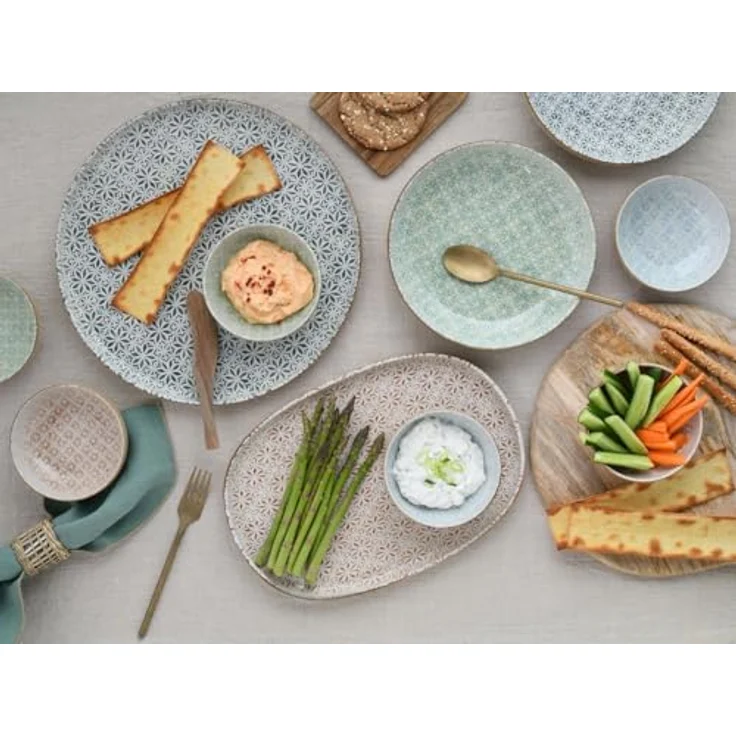 Creatable Tafelservice Uno Emiliana, 12-teilig, creme-grün, lebensmittelecht, stapelbar, Keramik – Bild 9
