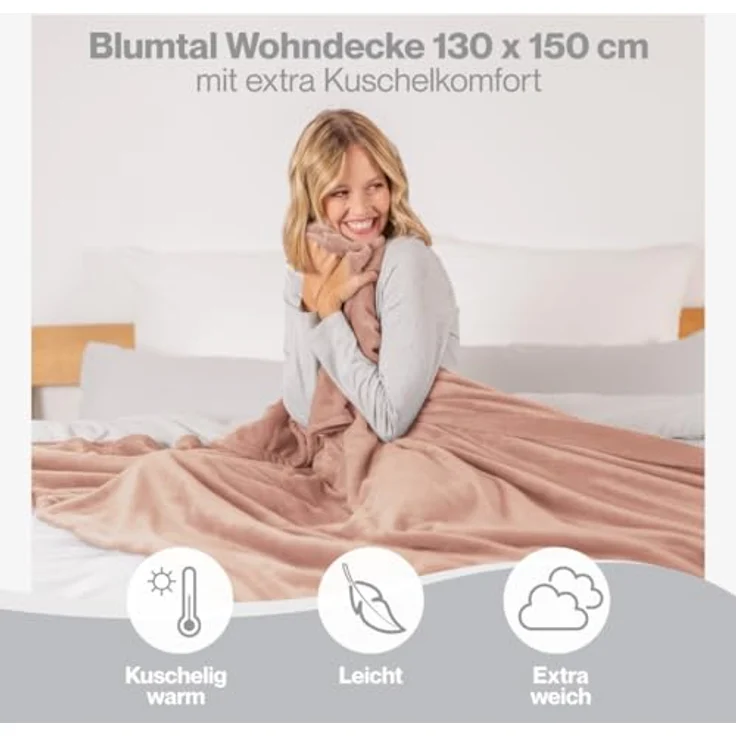 Wohndecke Kuschelige Fleecedecke, Oeko-Tex zertifizierte Decke, Blumtal – Bild 5