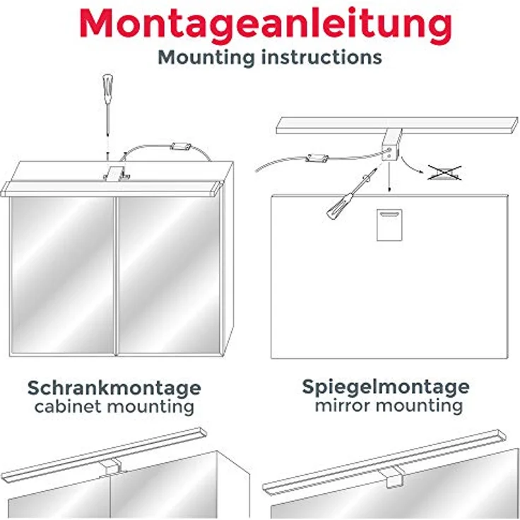 LED Badezimmer Beleuchtung Bad Spiegel-Leuchte Aufbau-Lampe IP44 Schminklicht – Bild 7