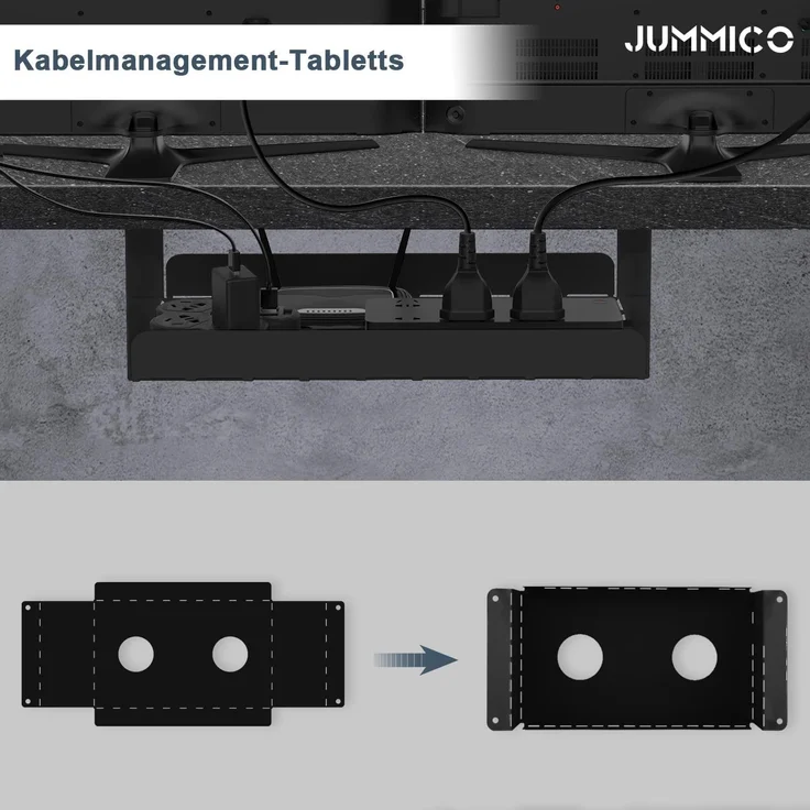 JUMMICO Höhenverstellbarer Schreibtisch mit Kabelloser Ladestation und Euro-Steckdose mit USB, Schreibtisch Höhenverstellbar Elektrisch Stehtisch, Standing Desk (Schwarze Felsplatte 140x70 cm) – Bild 7