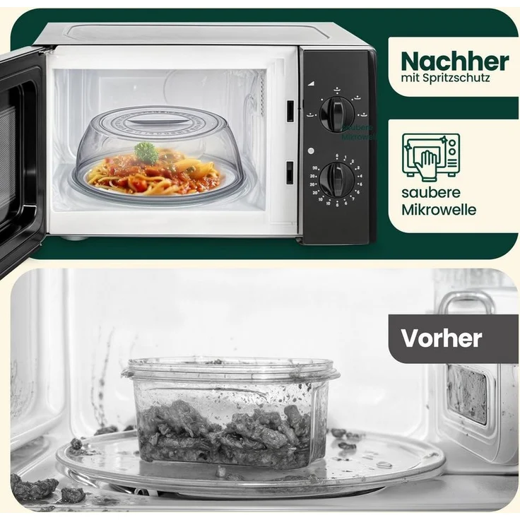uandu home Mikrowellenbehälter Mikrowellen Abdeckung, Mikrowellengeschirr, Microwellenabdeckungen, (Küche Aufbewahrung & Organisation, Microwellengerät, Abdeckhaube, Microwave Cover, 3-tlg, Ø 27x10 cm) – Bild 3
