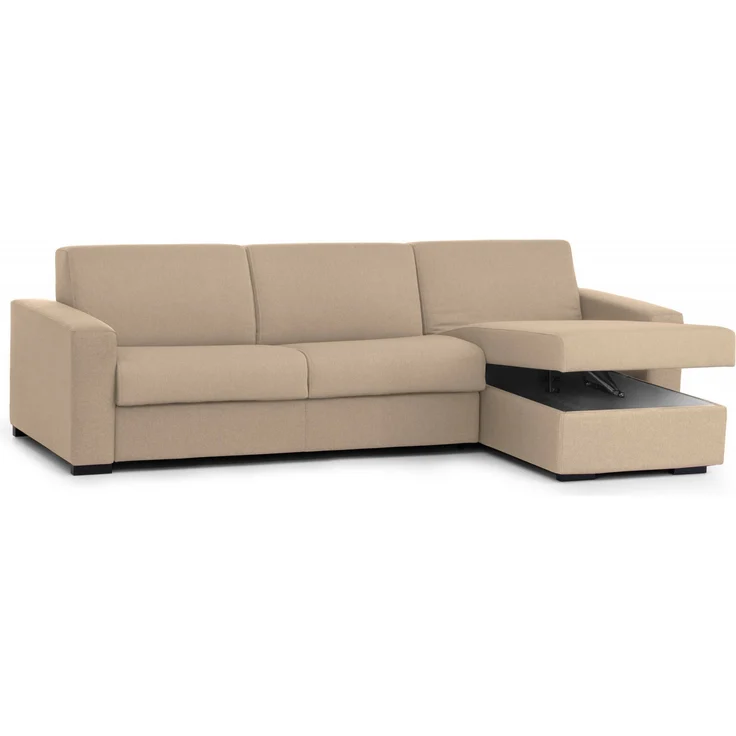 Dmora Sofa mit Halbinsel Azechiele, Ecksofa, umkehrbare Aufbewahrungshalbinsel, schmale Armlehnen, 100 % Made in Italy, 260 x 95 x 90 cm, Beige – Bild 6