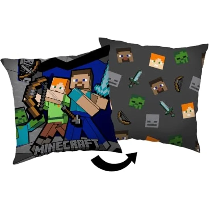 Minecraft Survival Mode Dekokissen Kissen 40x40 cm Steve Alex – Bild 1
