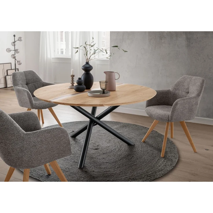 Epoxidharz Esstisch rund 120cm "Toronto" Wildeiche massiv – Bild 1
