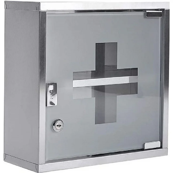Zedelmaier Medizinschrank Abschließbarer Medizinschrank aus Edelstahl,Medikamentenschrank (YX2001) Magnetverschluss, Kindersicher, abschließbar mit 2 Enden – Bild 4