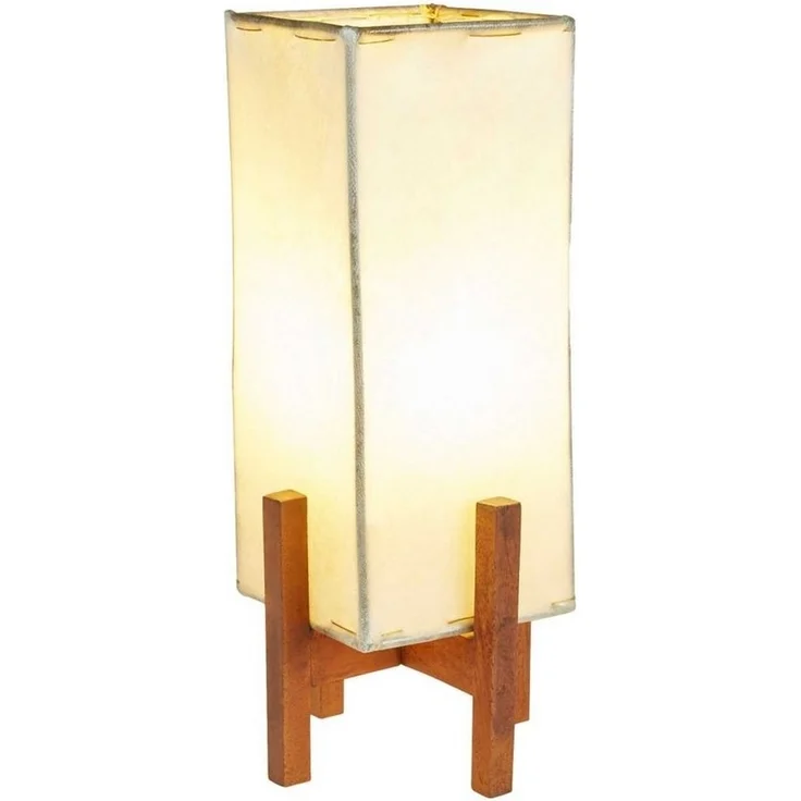 Marrakesch Orient & Mediterran Interior Nachttischlampe Ledertischlampe Janka Natur mit dunkelbraunem Gestell, Handarbeit – Bild 1