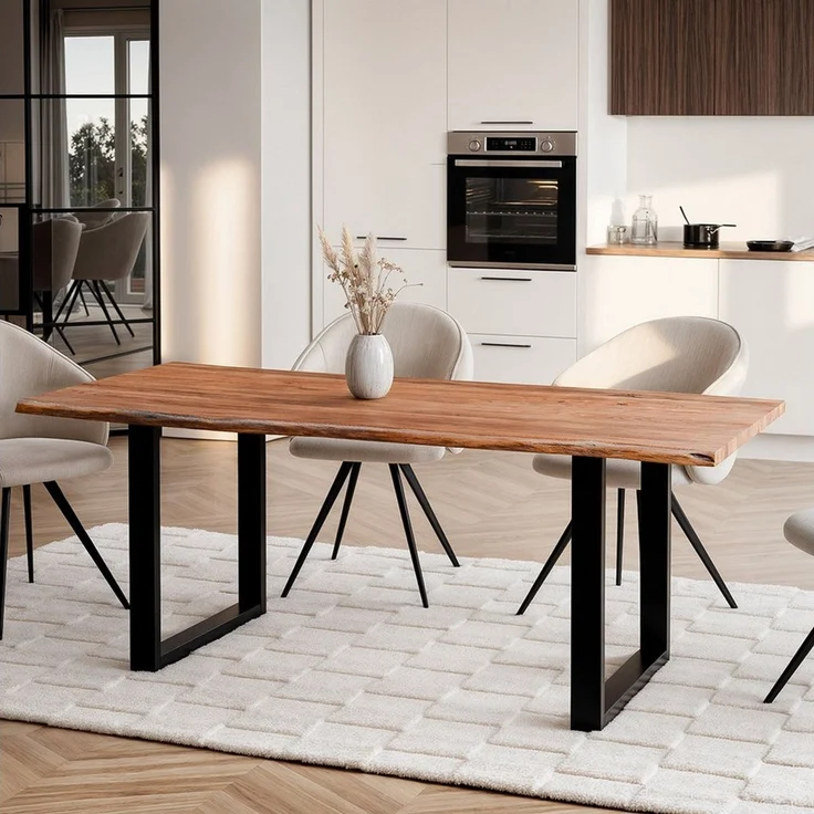 Liadomo Baumkantentisch Diala, Esstisch, Esszimmertisch, Massivholztisch, natürliche Baumkante, wählbare Größen und Metallgestelle – Bild 3