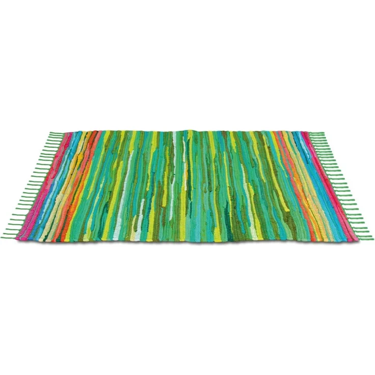 Flickenteppich handgewebter Teppich aus Baumwolle, stylischer und strapazierfähiger Fleckerlteppich in vielen verschiedenen modischen Ausführungen erhältlich (160 x 230cm / grün - dunkelgrün) – Bild 1