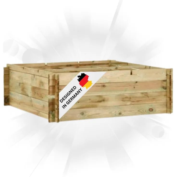 DELUKE® Hochbeet aus Kiefernholz FILIP Grün, imprägniert 120x120x40cm Wetterfest Gartenbeet Holz Kräuterbeet Blumenbeet Beet hoch Frühbeet für Garten Gemüsebeet
