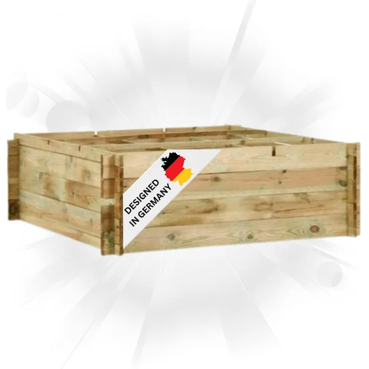DELUKE® Hochbeet aus Kiefernholz FILIP Grün, imprägniert 120x120x40cm Wetterfest Gartenbeet Holz Kräuterbeet Blumenbeet Beet hoch Frühbeet für Garten Gemüsebeet – Bild 1