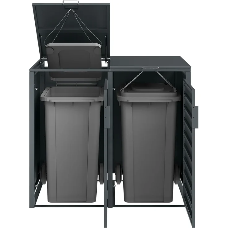 STEELSØN 'Kestra' Mülltonnenbox 2er je 240 Liter, anthrazit, Mülltonnenverkleidung aus Stahl, wetterfest, 116x80x134 cm, Müllbox für 2 Tonnen – Bild 8