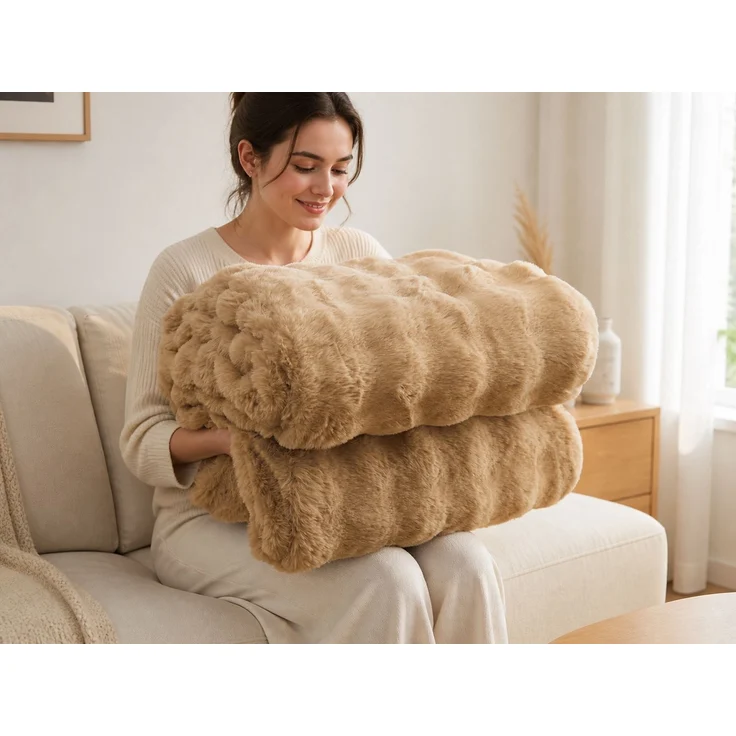Flanell-Kuscheldecke weich und wärmend Braun 1.8 x 2 m – Bild 2