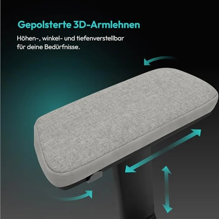 ThunderX3 CORE Smart Ergonomischer Gaming Stuhl, Rückenlehne mit hochwertigem Stoff, integrierte Synchronmechanik, gepolsterte 3D-Armlehnen, atmungsaktive Materialien, bis 125 kg belastbar, Loft Hellgrau – Bild 5