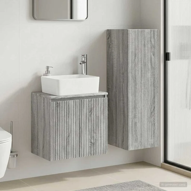 vidaXL Badezimmerschrank-Set 2 stk. Grau Sonoma 33 x 34,5 x 100 cm 3406129 – Bild 1