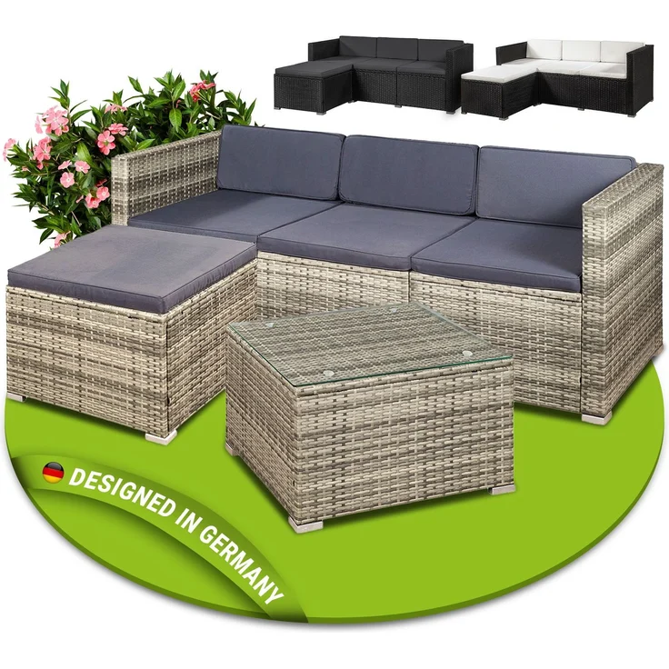 Juskys 'Punta Cana' Lounge, Polyrattan , Grau | Dunkelgrau, M – Bild 2