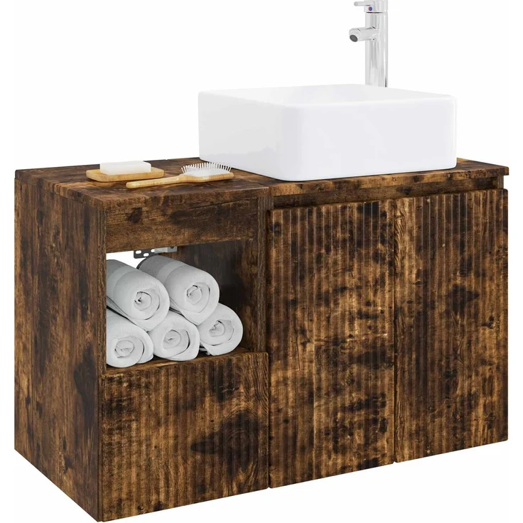 vidaXL Badezimmerschrank-Set 2 stk. Geräucherte Eiche 83 x 35 x 80 cm 3404069 – Bild 3