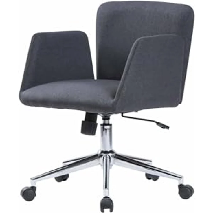 Dmora - Stuhl mit Rädern Albury, Sessel mit Armlehnen, Ergonomischer Bürositz, 54x55h65/84 cm, Grau – Bild 2