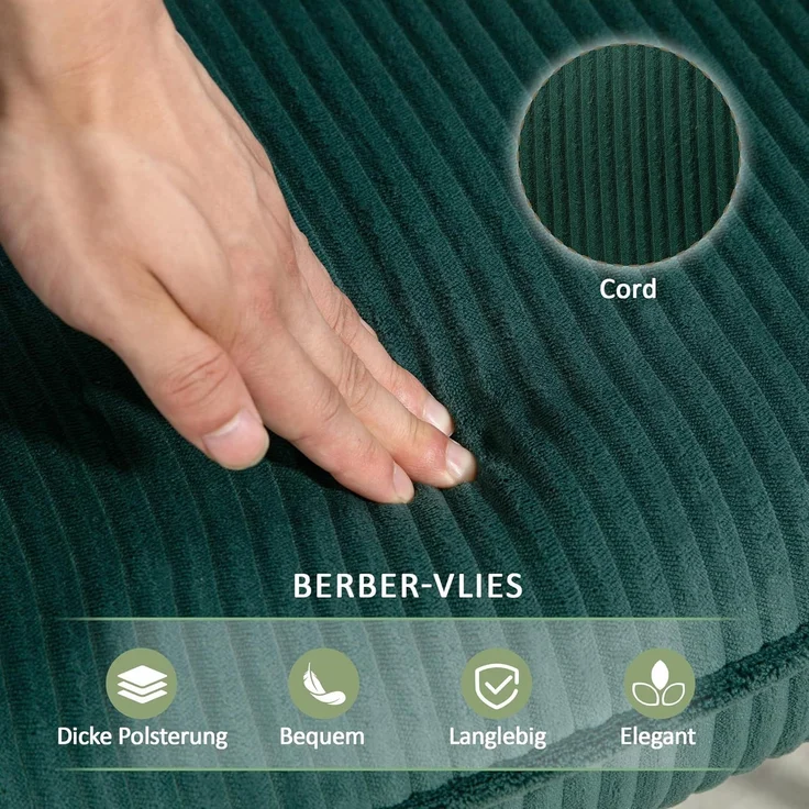 HOMCOM Schaukelstuhl, Schaukelsessel mit Berbervlies-Optik, Armlehne, Sessel mit Holzkufen, Relaxsessel für Wohnzimmer, Schlafzimmer, Dunkelgrün – Bild 5