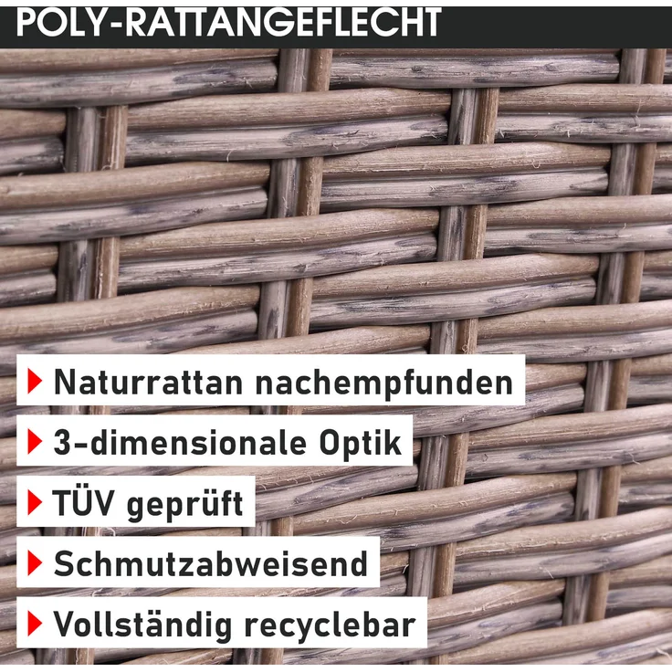 BRAST 'Hacienda' Gartenmöbel Set mit Kissen & Abdeckung, 10 Personen, Braun / Beige – Bild 10