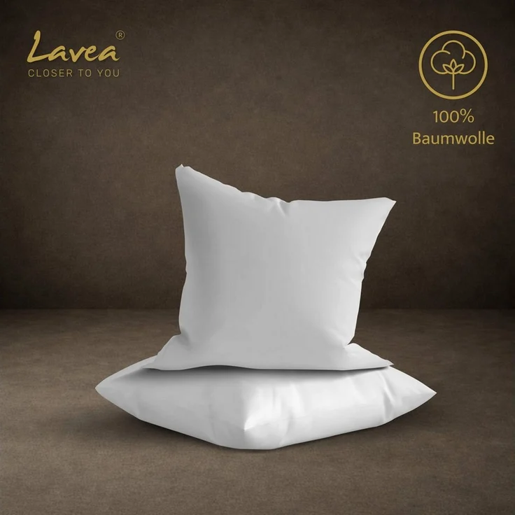 Lavea Kissenbezug 2er Set 100% Baumwolle flauschig, Jasmin, Kissenhülle, Kissenbezüge, (2 Stück), pflegeleicht, langlebige Qualität, mit Reißverschluss – Bild 2