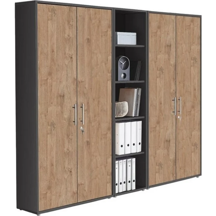 BMG Möbel Aktenschrank Büromöbel Office Edition 10 (Aktenschrank Regal Set, besteht aus 2x Aktenschrank und 1x Regal) mit viel Stauraum, abschließbar – Bild 4