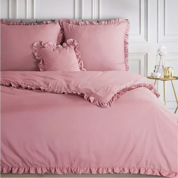 Design91 Bettwäsche, Polyester, 3 teilig, mit Rüschen – Bild 1