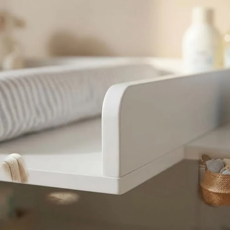 ecoMI Wickelkommode Wickeltisch Kommode mit abnehmbaren Wickelaufsatz in Weiß 113x100 cm, 3 Schubladen 1 Ablagefach 1 Tür mit 2 Fächern Abnehmbare Wickelauflage – Bild 3