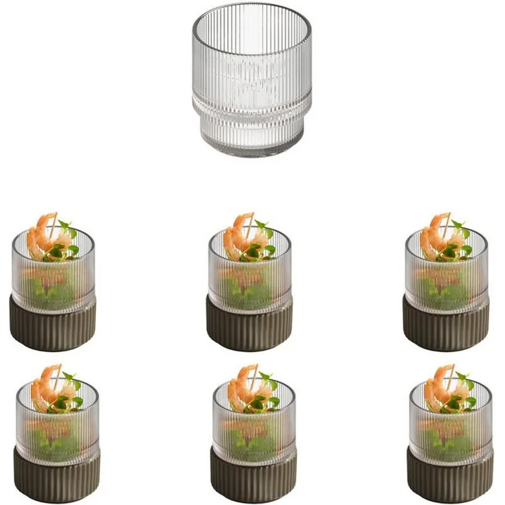 APS Glas THE GRID, 6-tlg, Glas, Ø 7,5 cm, H: 7,5 cm, 175 ml, Glas
