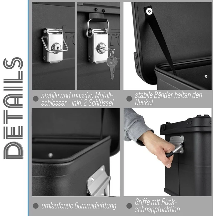 Trucky Allzweckkiste Auswahl 30-140 L Aluminium Box mit Deckel Kiste Transportbox Schwarz – Bild 4