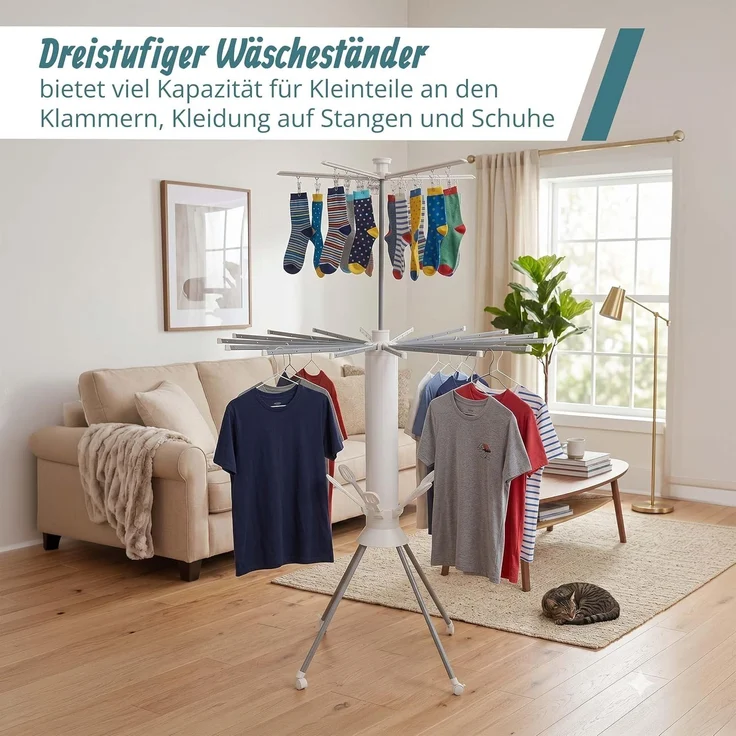 Relaxdays Ausziehbarer Wäscheständer mit Tasche – Bild 3