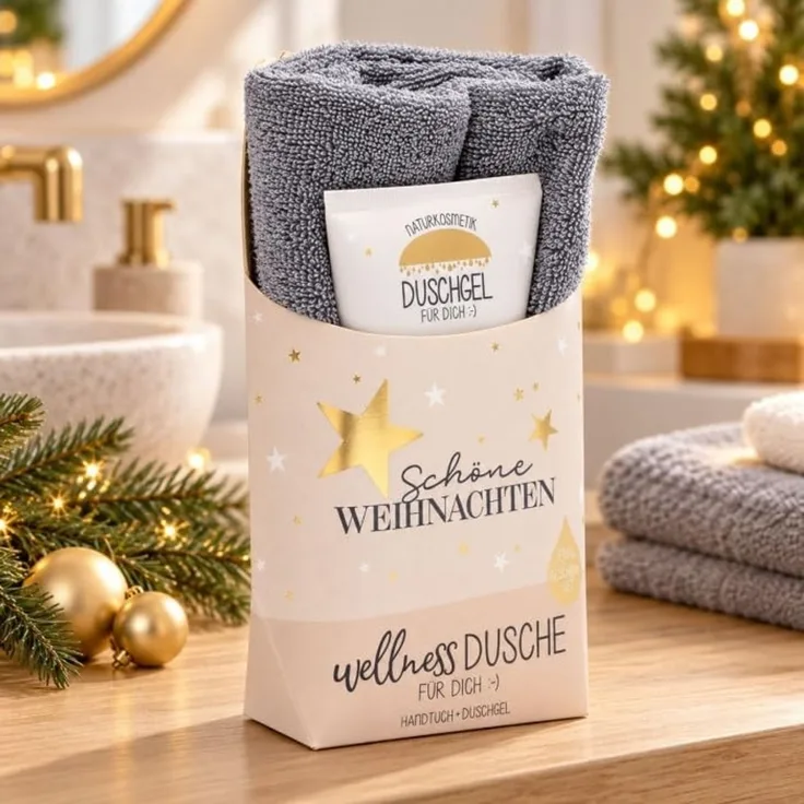 Wellnessdusche Geschenkset Duschgel Handtuch la vida Weihnachten Stern 1081251