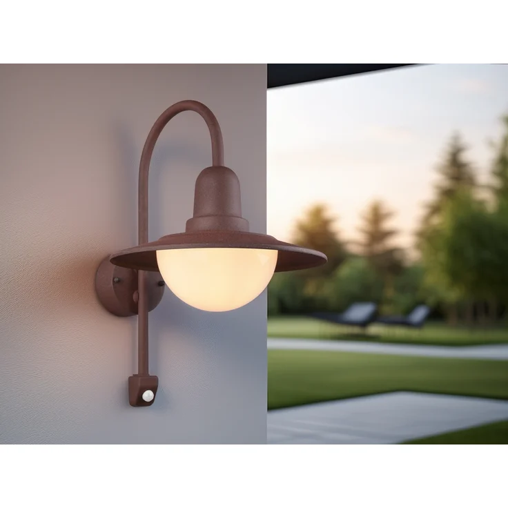 LED Außenwandleuchte mit Bewegungsmelder, Rostoptik, Höhe 45cm – Bild 5