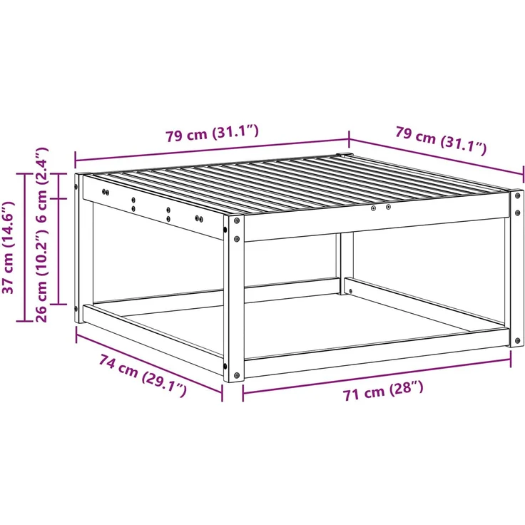 vidaXL Tisch für Outdoor Massivholz Akazie Natur 79 x 79 x 37 cm 900525 – Bild 9