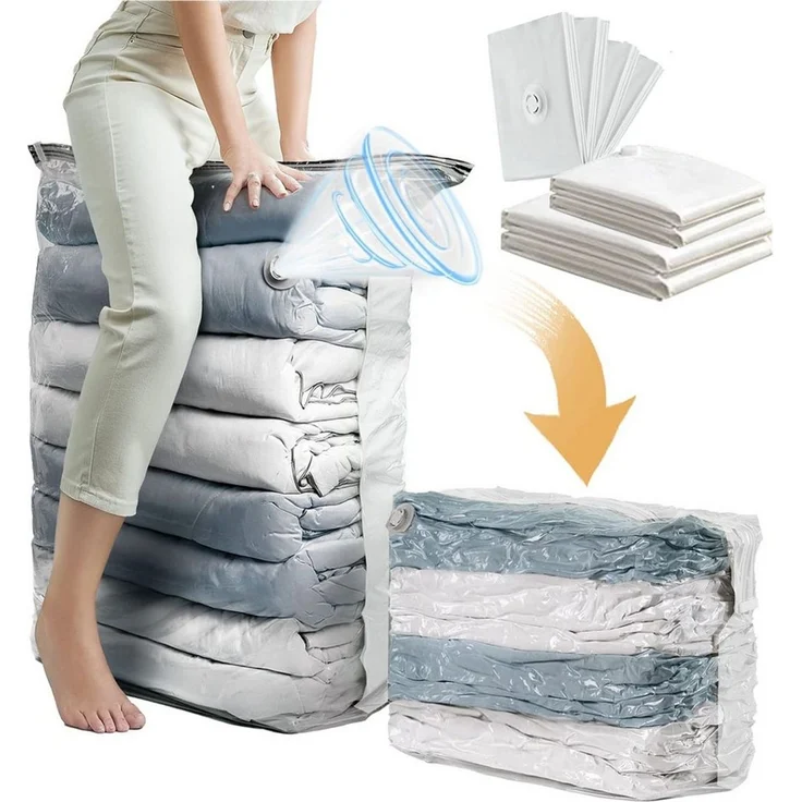 Mutig Aufbewahrungstasche 4 Pack Würfel Vakuumbeutel, (Max: 80 x 100 x 32 cm),Schrankorganisation (für Bettdecken, Decken, Bettwäsche,Platz sparen vakuum kleiderbeutel, 4-tlg, 4 Pack Extra große vakuumbeutel Kompatibel mit Staubsauger), Wiederverwendbar un... – Bild 1
