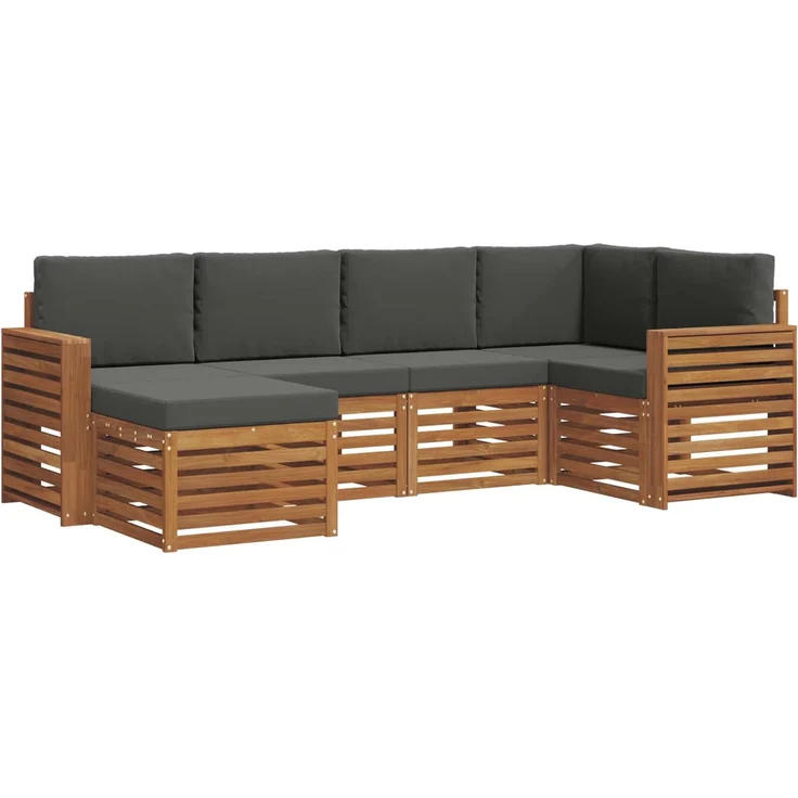 vidaXL Outdoor-Sofagarnitur 6 stk. 5-Sitzer Natur und Anthrazit 3375097 – Bild 2