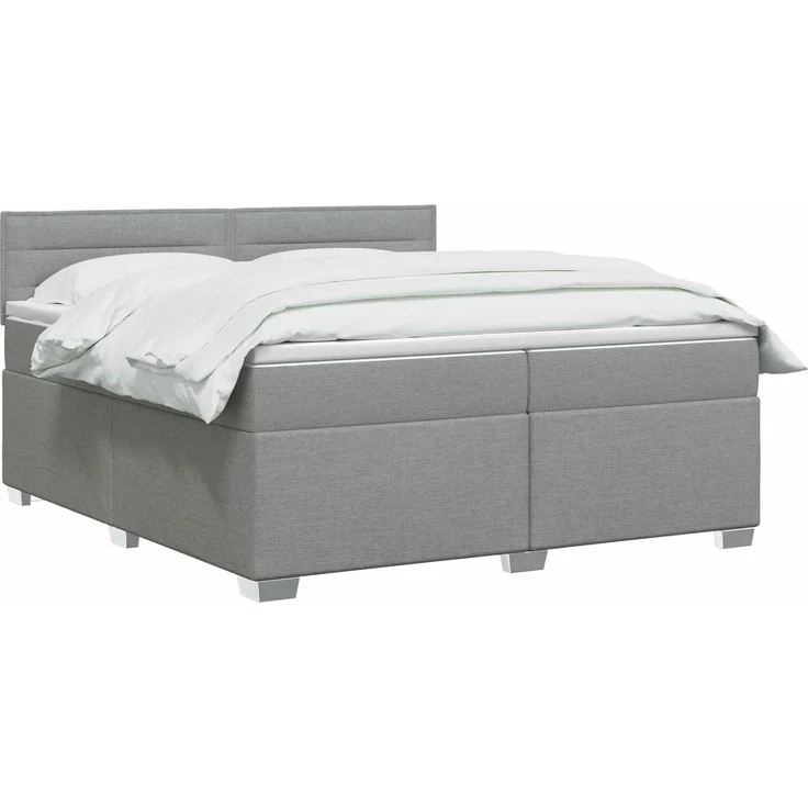 vidaXL Boxspringbett mit Matratze Hellgrau 200 x 200 cm Stoff 3450551 – Bild 3