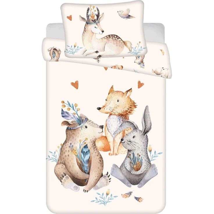 Animals Woodland Kinderbettwäsche – Bettbezug 100x135 cm & Kissenbezug 40x60 cm – Bild 1