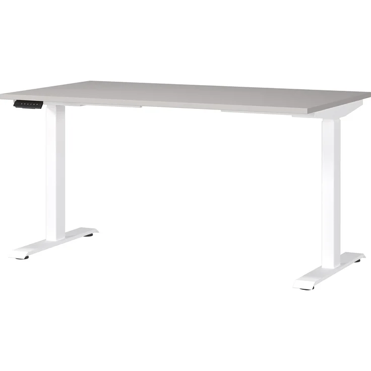 Germania Schreibtisch 7905-617, in Kaschmir/Weiß, EL. höhenverstellb, 140 x 120 x 80 cm (BxHxT) – Bild 1