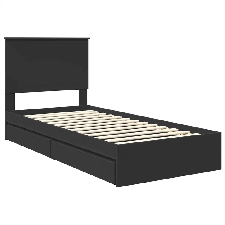 vidaXL Aufbewahrungsbett Schwarz 90 x 190 cm Holzwerkstoff 3411251 – Bild 3
